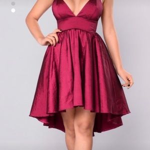 High low Maroon dress.